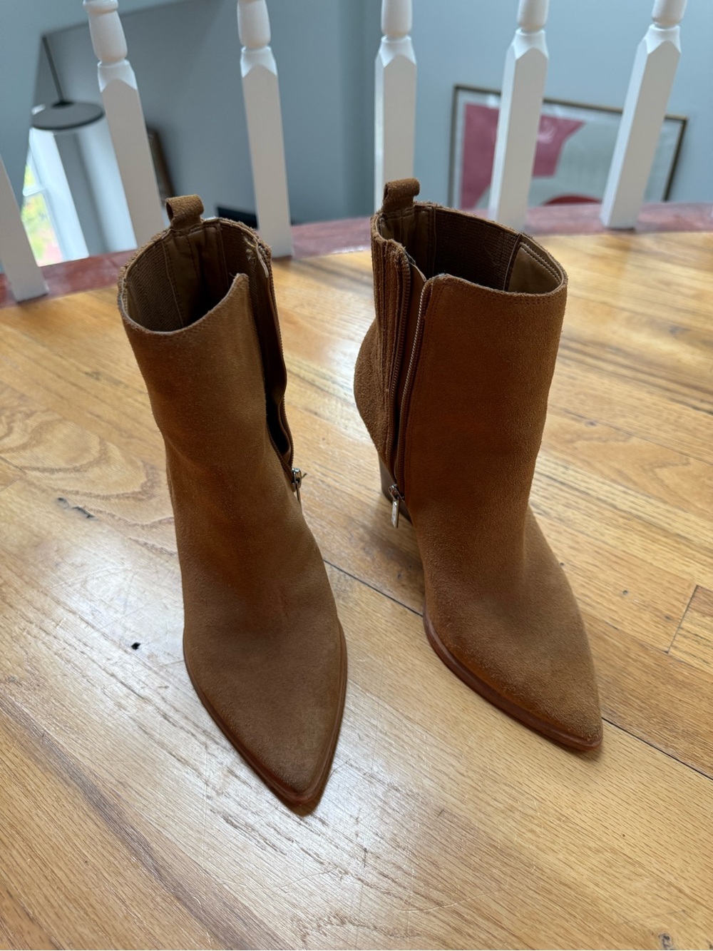 Marc Fisher Tan Suede Pointed Toe Ankle Booties 5.5